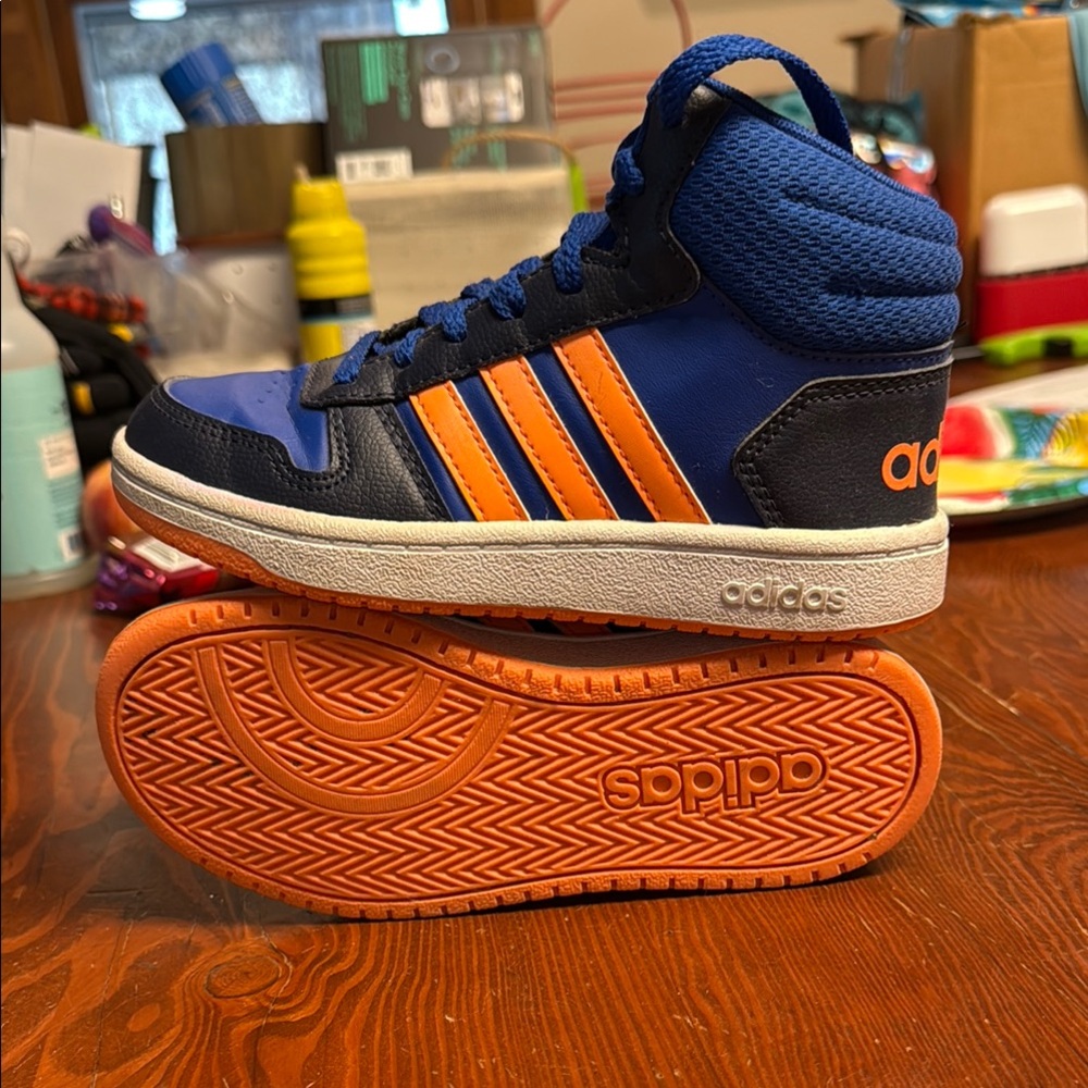 Adidas Navy and Orange High-Tops